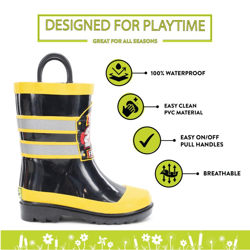 Western Chief Boys Waterproof Printed Rain Boot with Easy Pull on Handles - F.d.u.s.a, 8 M US Toddler - Image 3